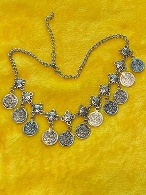Silver Coin Charm Necklace - Women Accessories